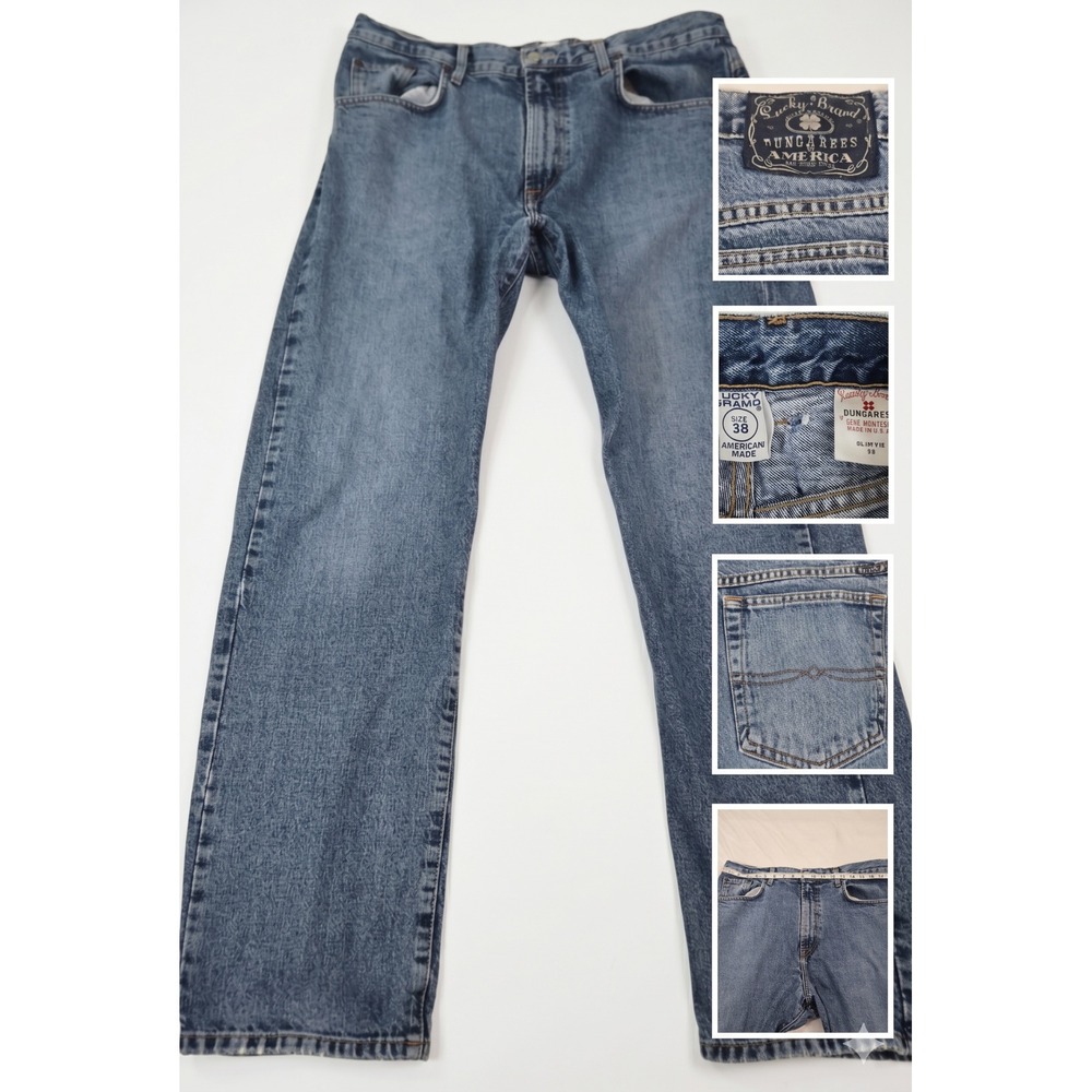 Vintage Lucky Brand Dungarees Slim Fit 65 Jeans Size 38 Made‎ in USA Denim Mens